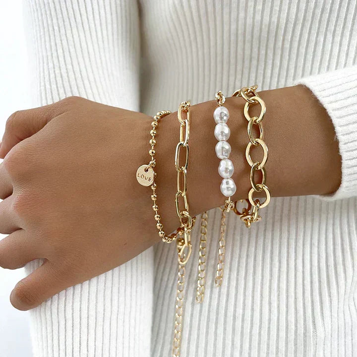 Goldperlenarmband-Set