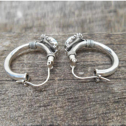 Vintage Silber-Ohrhänger mit türkisfarbenem Stein