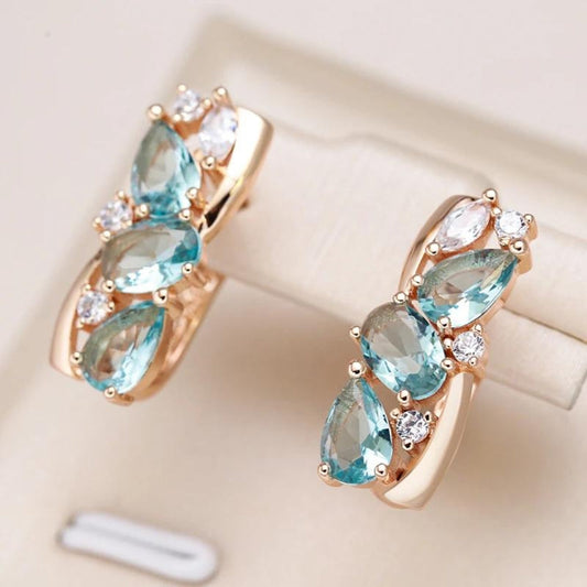 Goldohrringe mit blauem Zirkonia