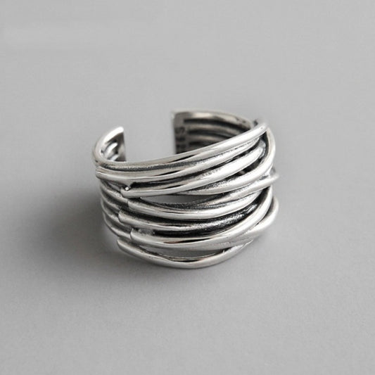 925 Sterling Silber Verstellbarer Geschichteter Ring
