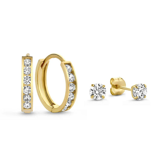 Dara Brillane Stein-Ohrringe Set | Gold