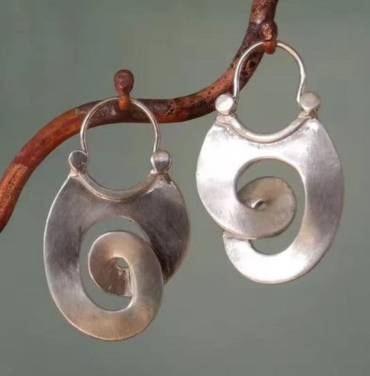 Vintage Spiral Hängerohrringe aus Silber