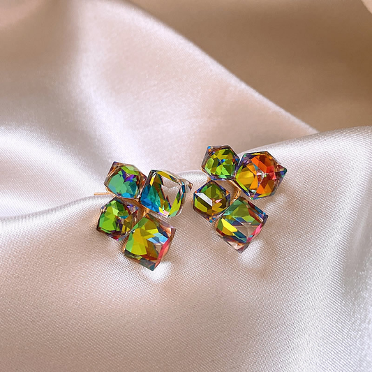Mehrfarbige Zirkonium Ohrringe in elegantem Gold