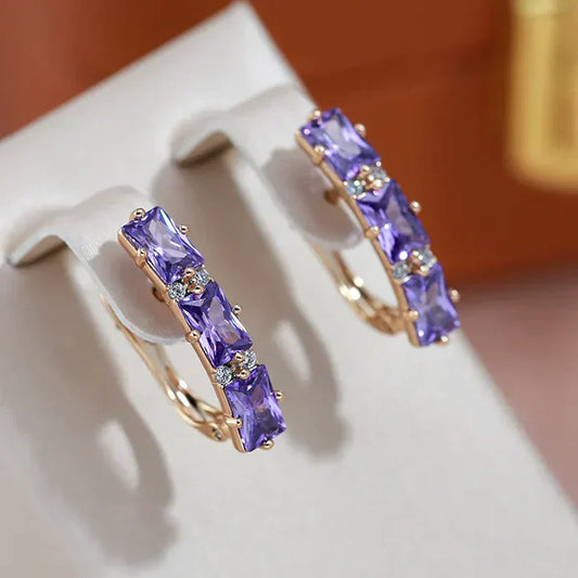 Elegante lila Zirkonia Ohrringe