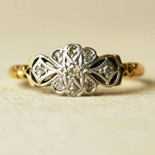 Vintage Silber & Gold Mandala Ring