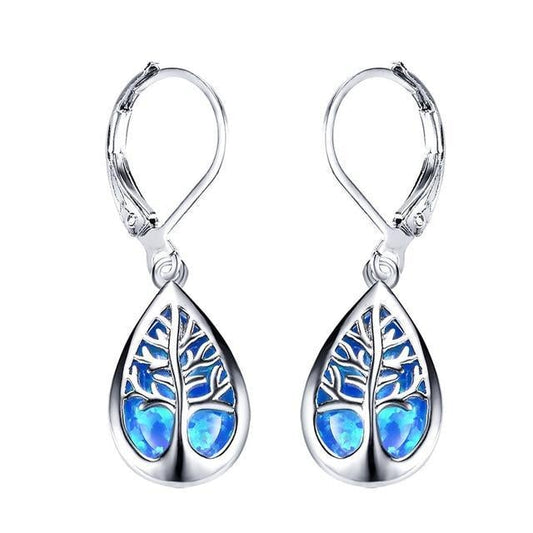Silber-Ohrringe „Lebensbaum“ mit Opal