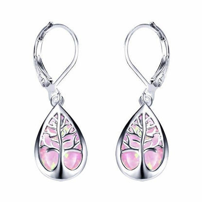 Silber-Ohrringe „Lebensbaum“ mit Opal