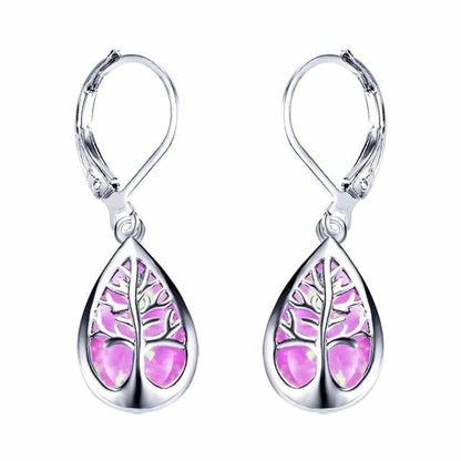 Silber-Ohrringe „Lebensbaum“ mit Opal
