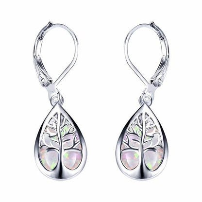 Silber-Ohrringe „Lebensbaum“ mit Opal